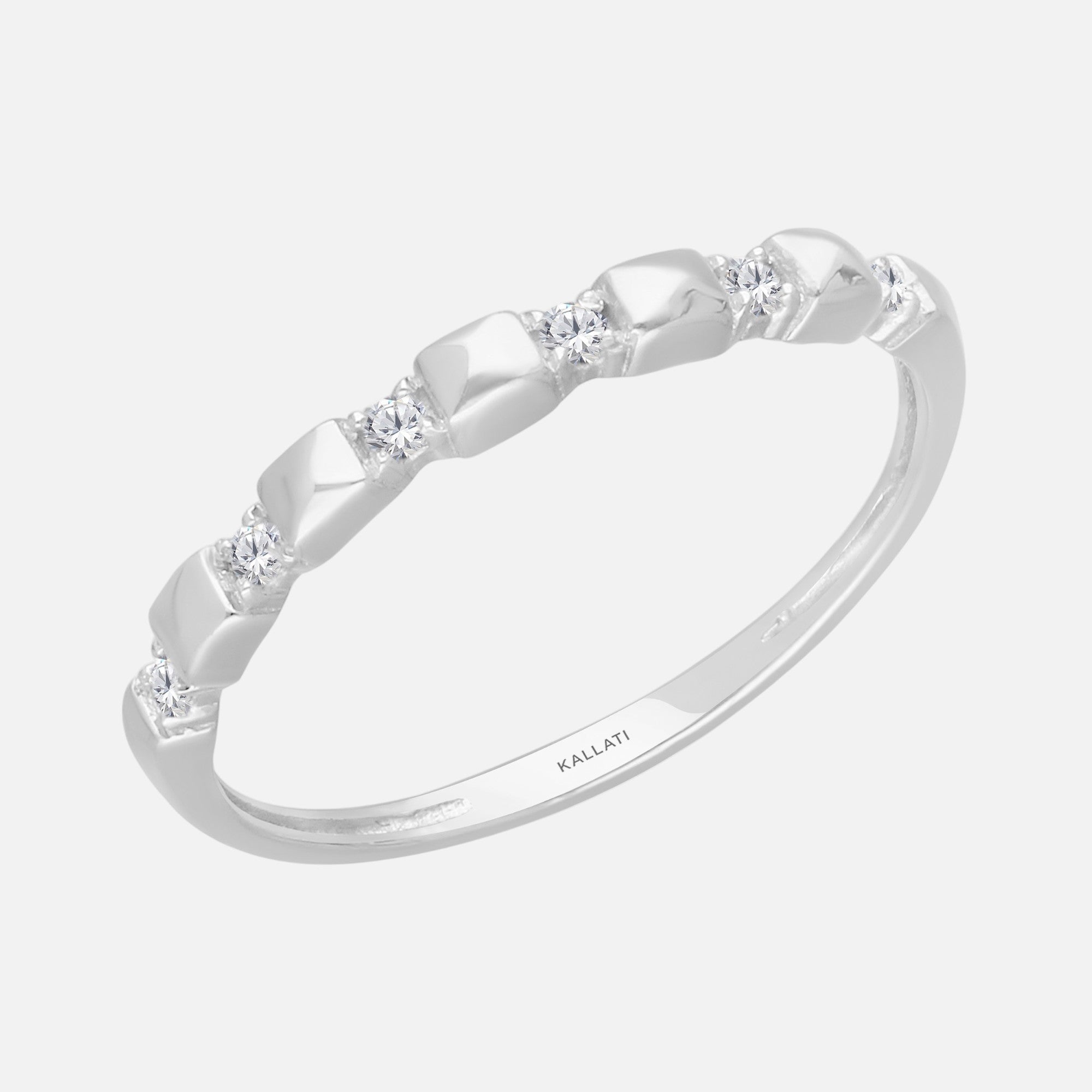 Geometric Diamond Stacking Ring White Diamond