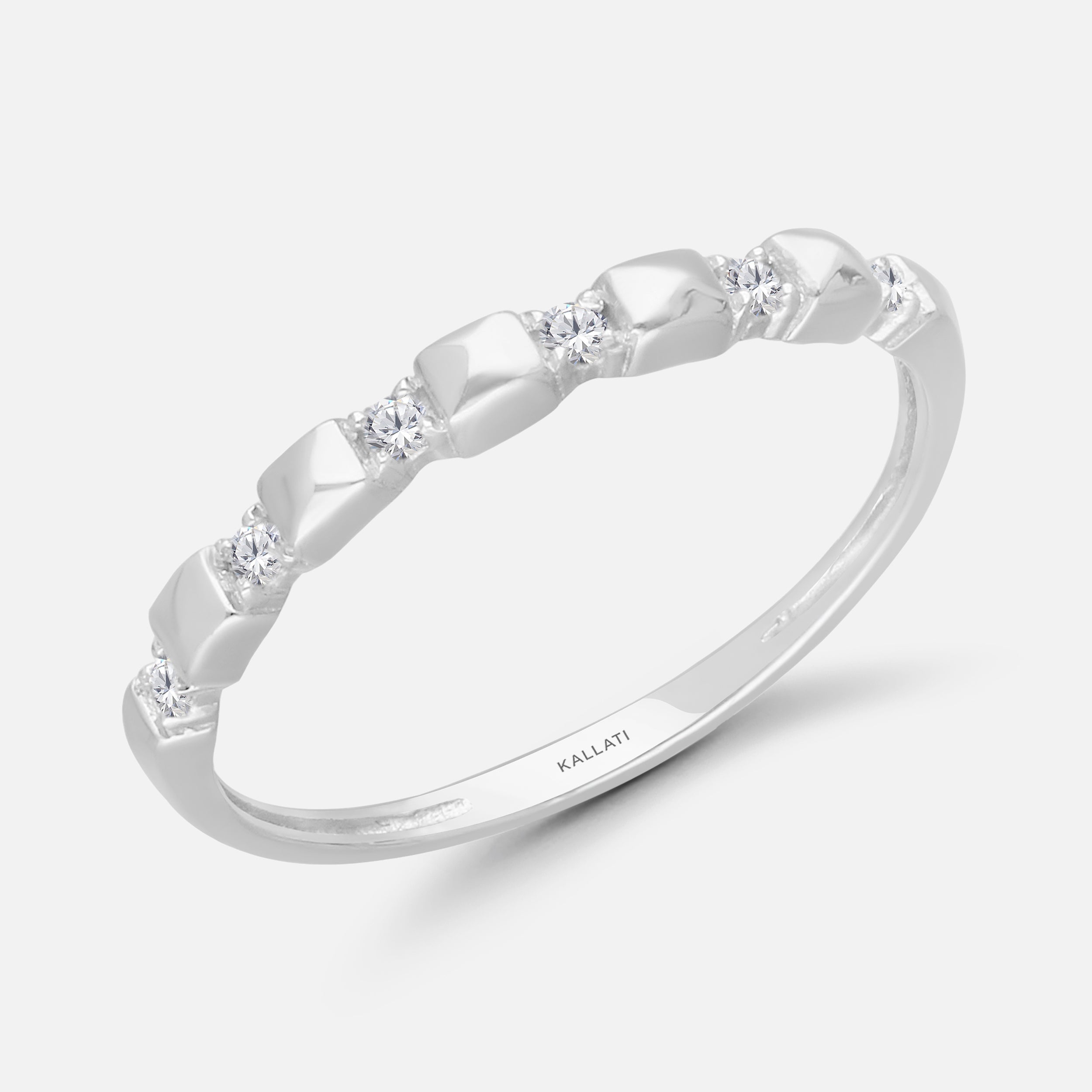 Geometric Diamond Stacking Ring White Diamond
