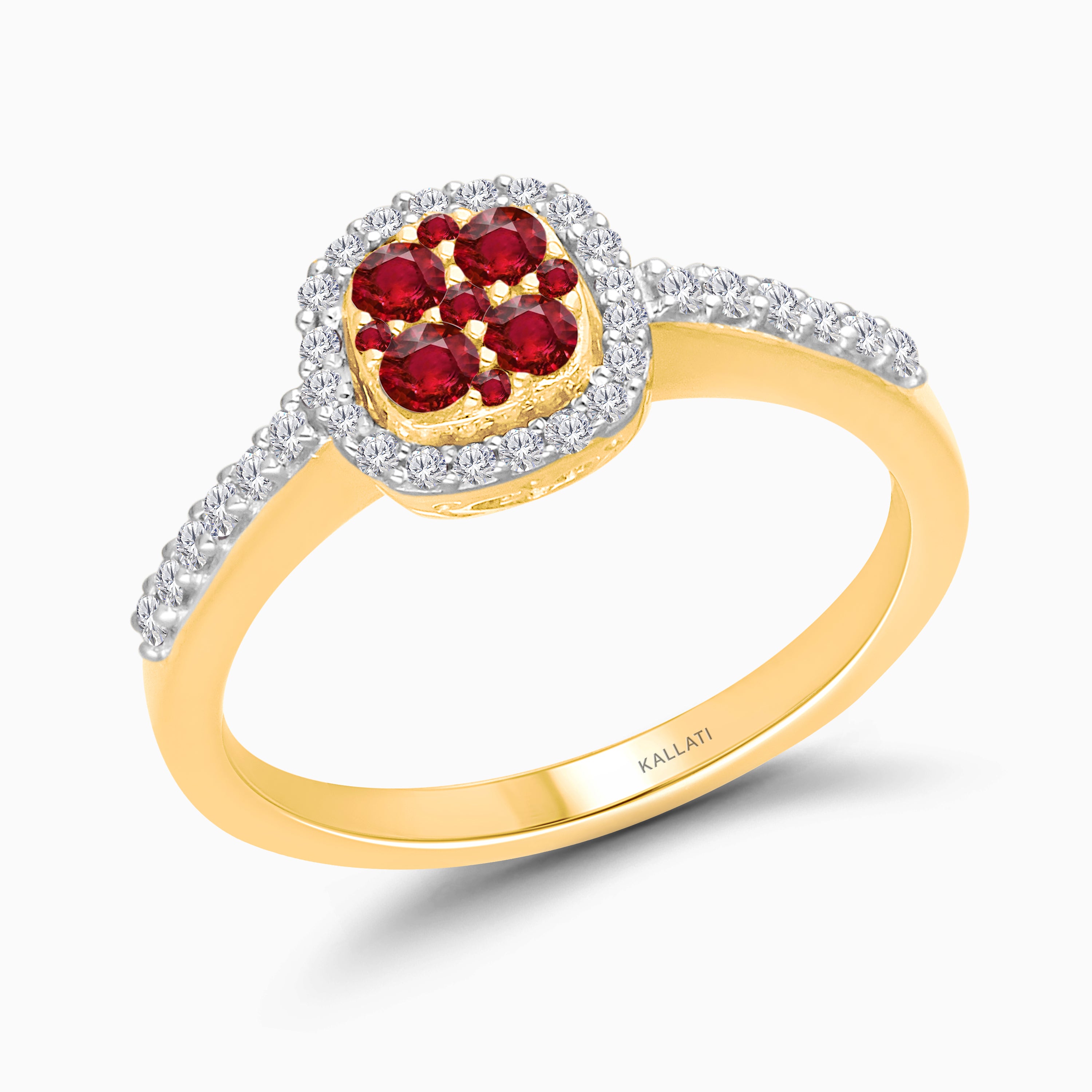 Gemstone Mosaic Cushion Cut Diamond Ring