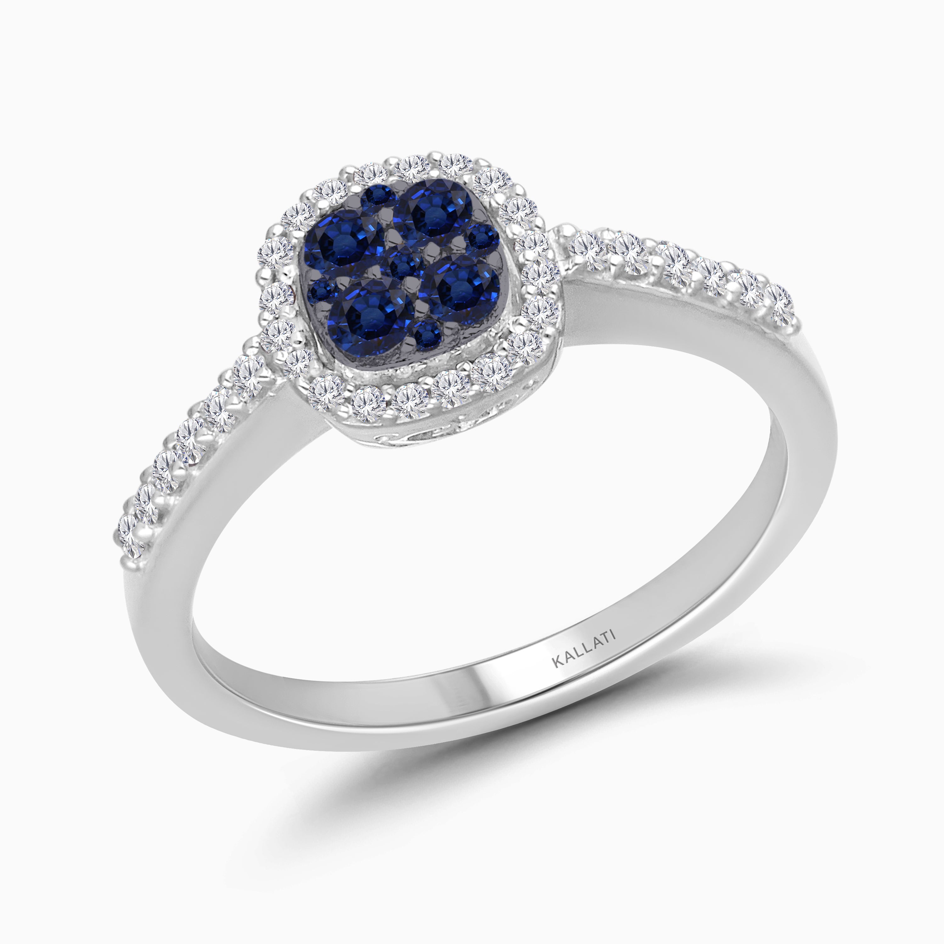 Gemstone Mosaic Cushion Cut Diamond Ring