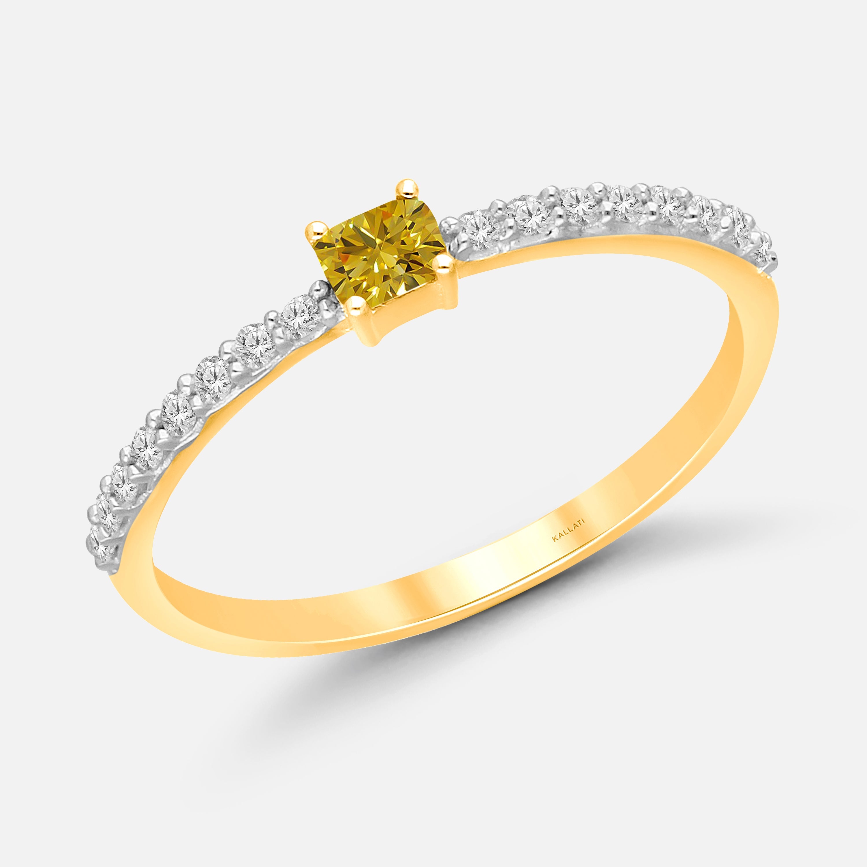 Baguette Yellow Diamond Pave Ring Yellow Diamond