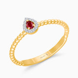 Pear Ruby & White Diamond Stacking Ring