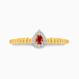 Pear Ruby & White Diamond Stacking Ring