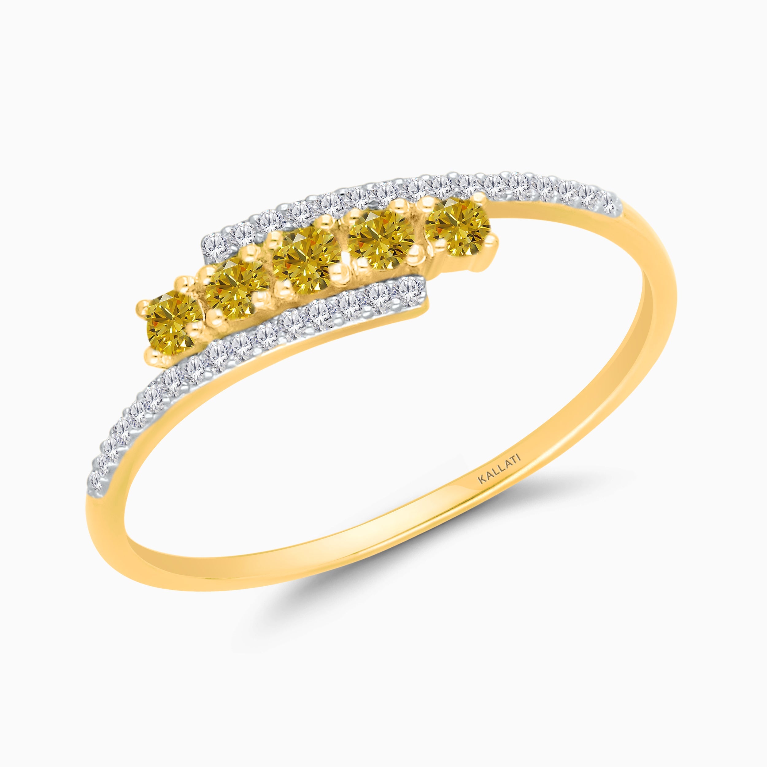 Yellow & White Diamond Twist Ring