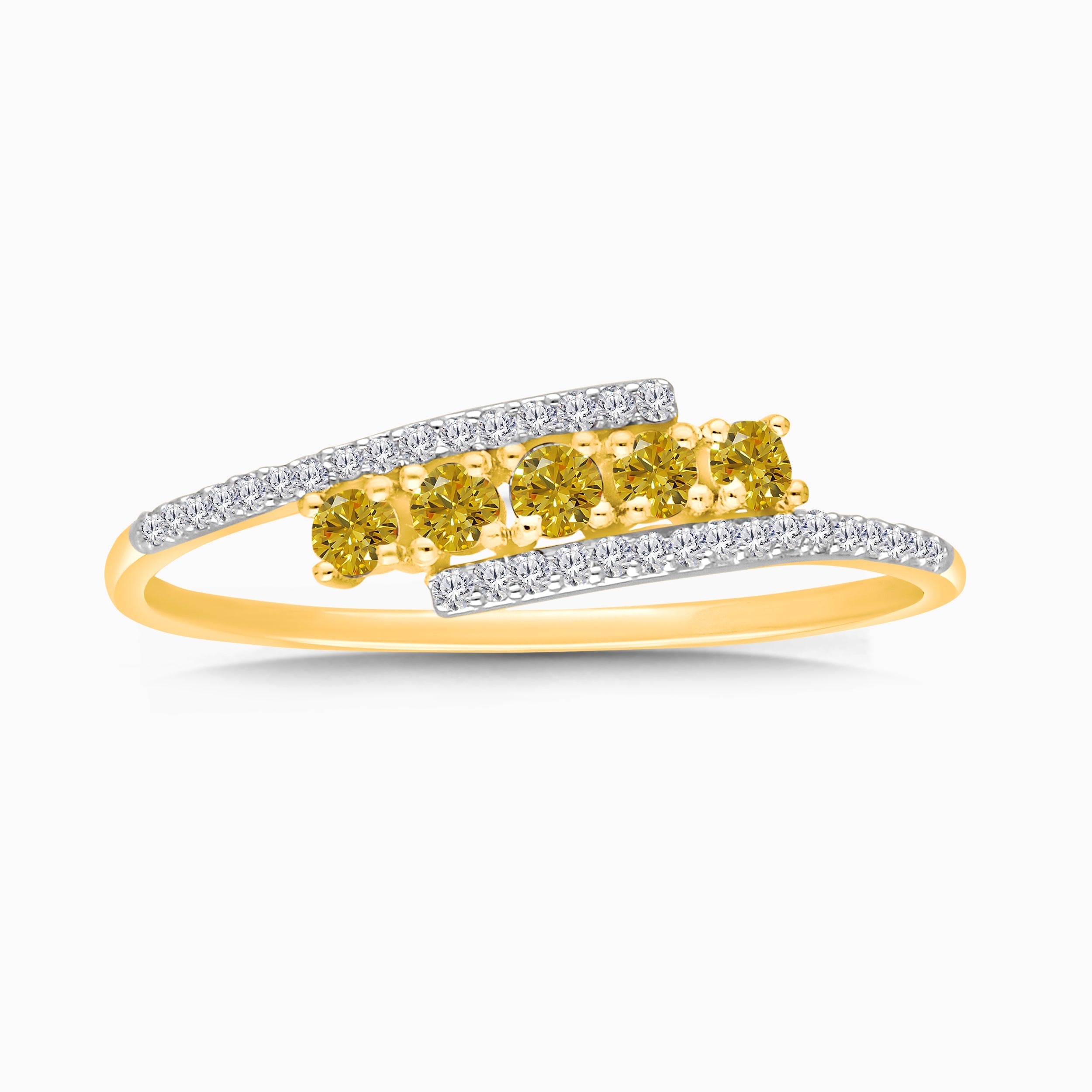 Yellow & White Diamond Twist Ring