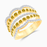 Yellow & White Diamond Open Band Yellow Diamond