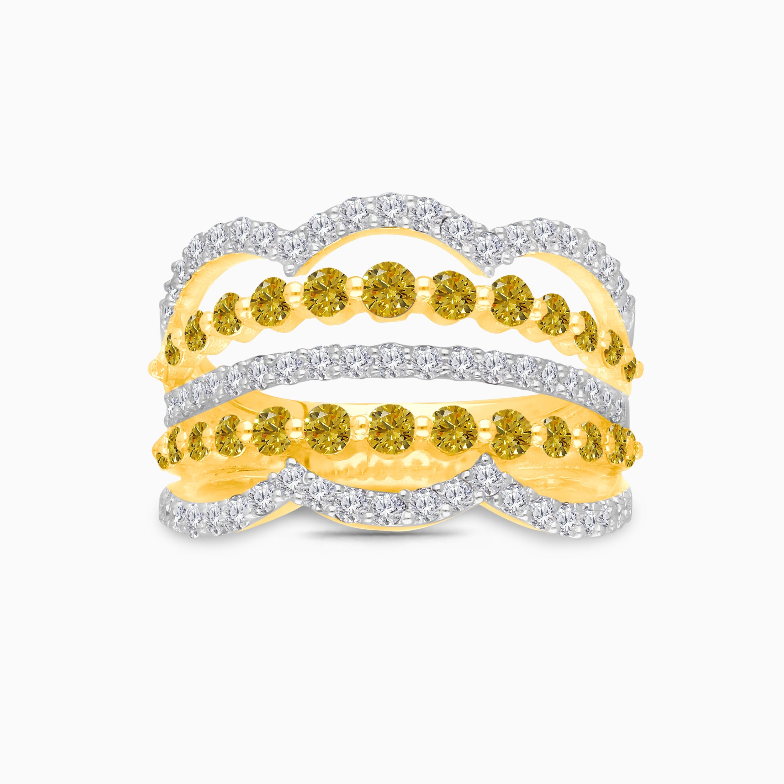 Yellow & White Diamond Open Band Yellow Diamond