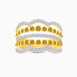 Yellow & White Diamond Open Band Yellow Diamond