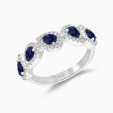 Pear Blue Sapphire and White Diamond Band