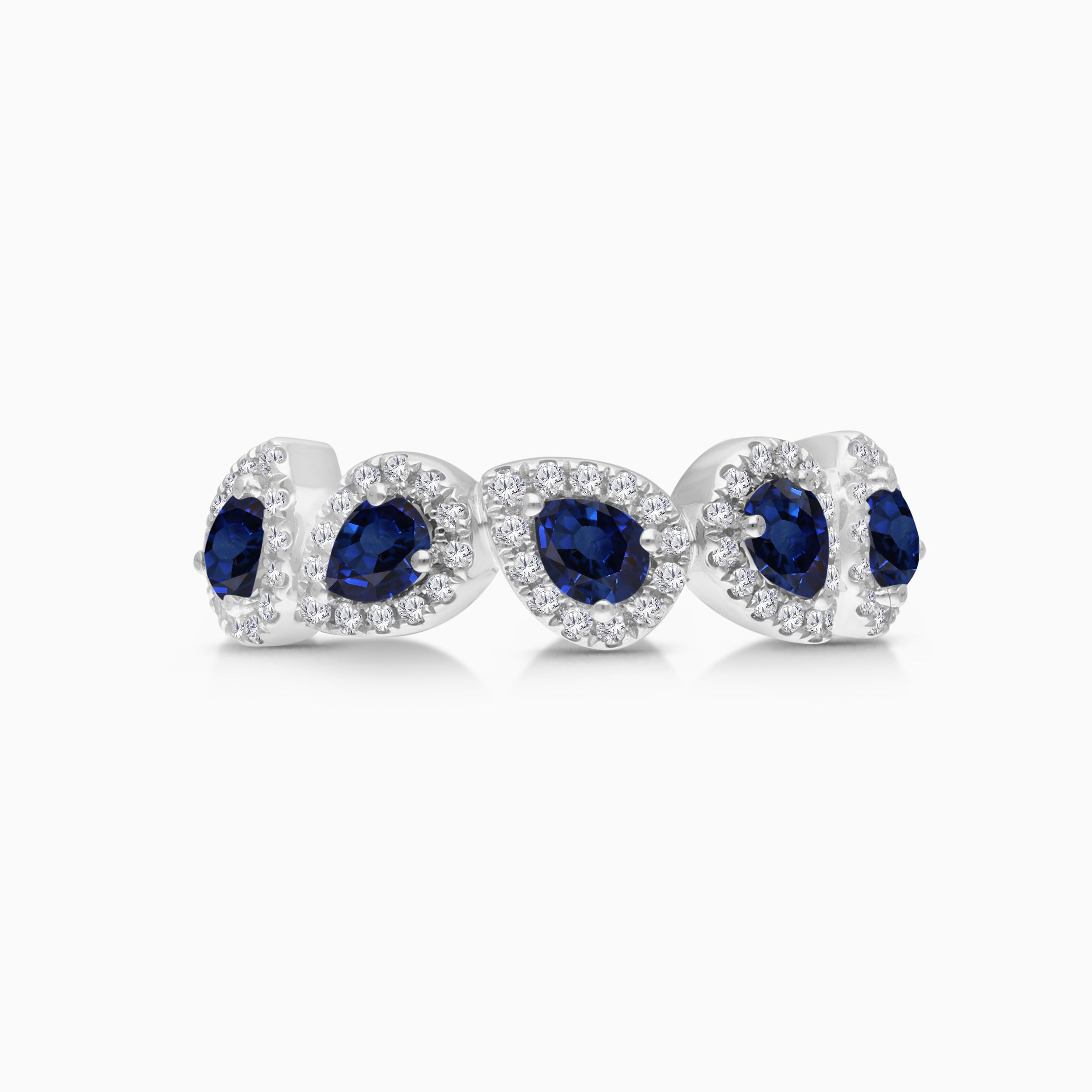 Pear Blue Sapphire and White Diamond Band