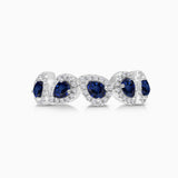 Pear Blue Sapphire and White Diamond Band