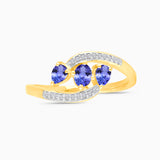 Pear Wave Tanzanite & Diamond Band