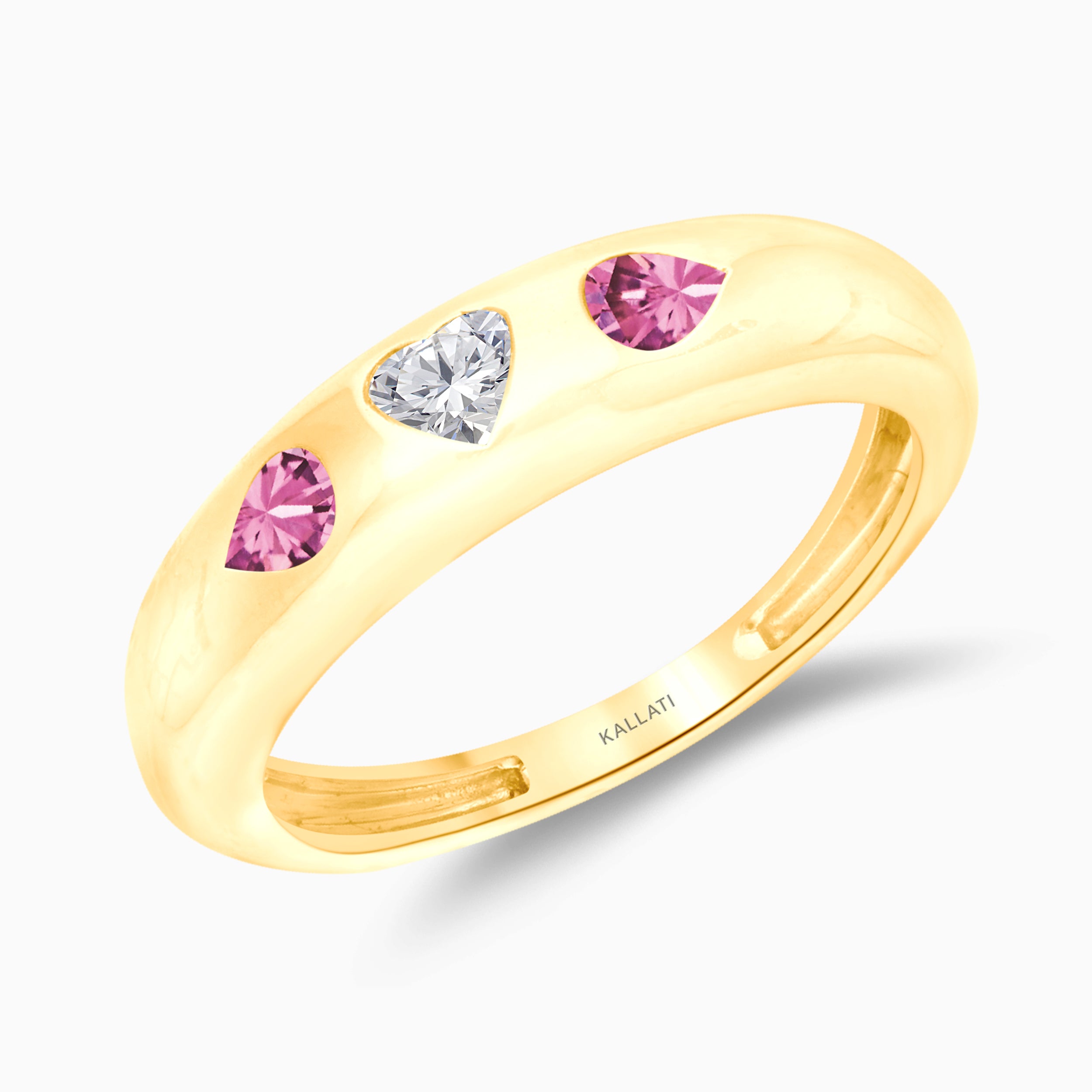 Heart Diamond and Pink Sapphire Band