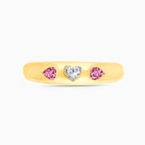 Heart Diamond and Pink Sapphire Band