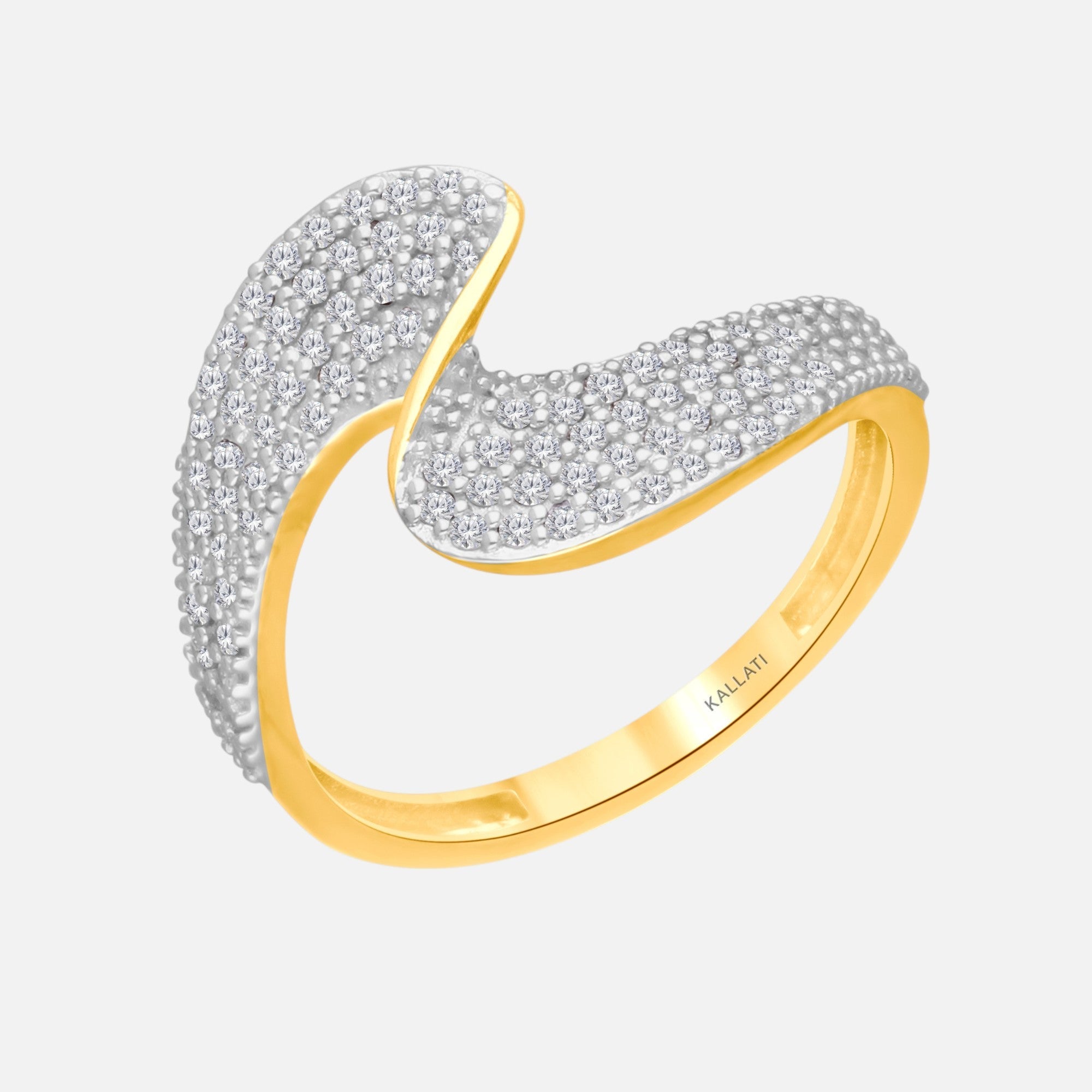 Pave Diamond Wave Ring White Diamond