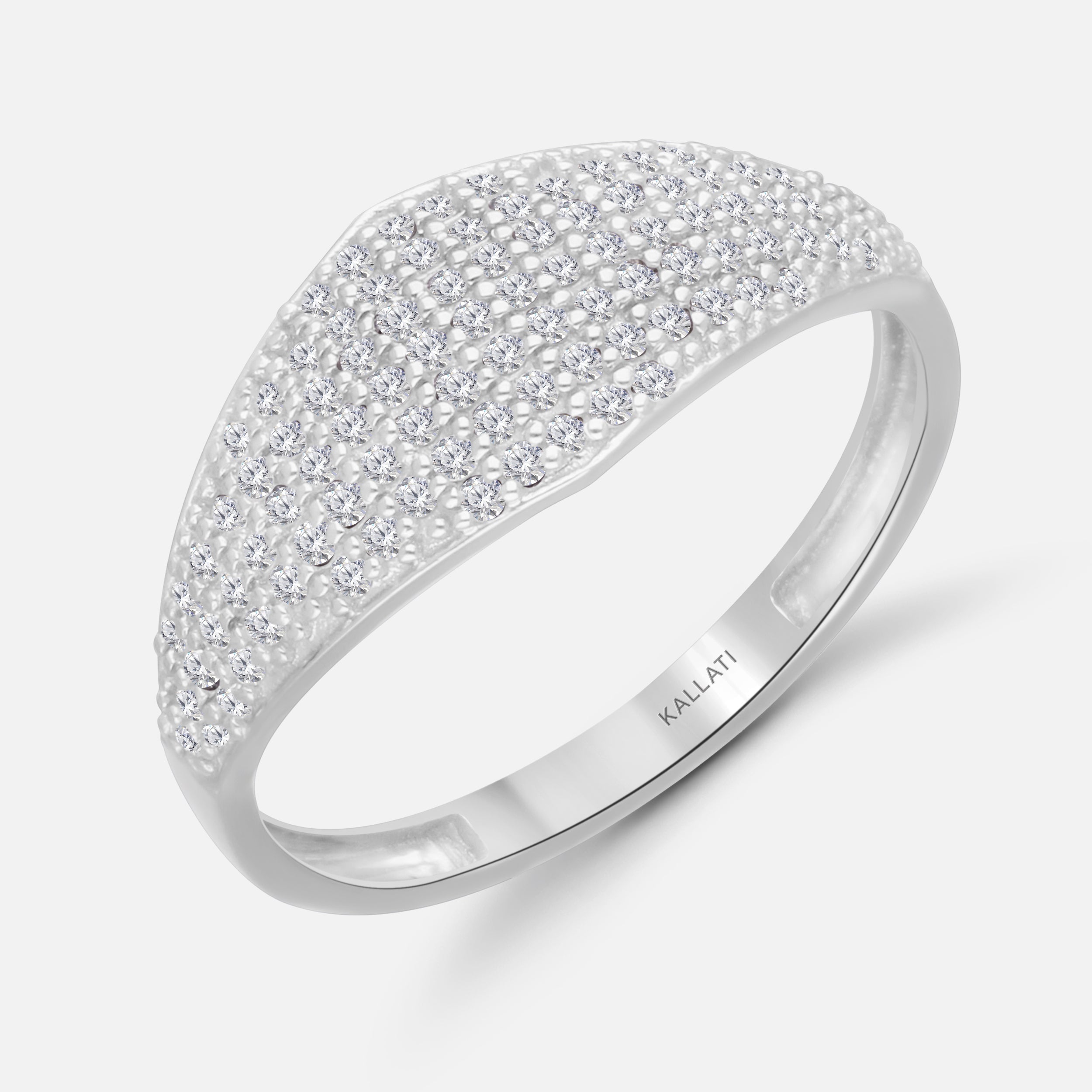 Diamond Pave Signet Ring White Diamond