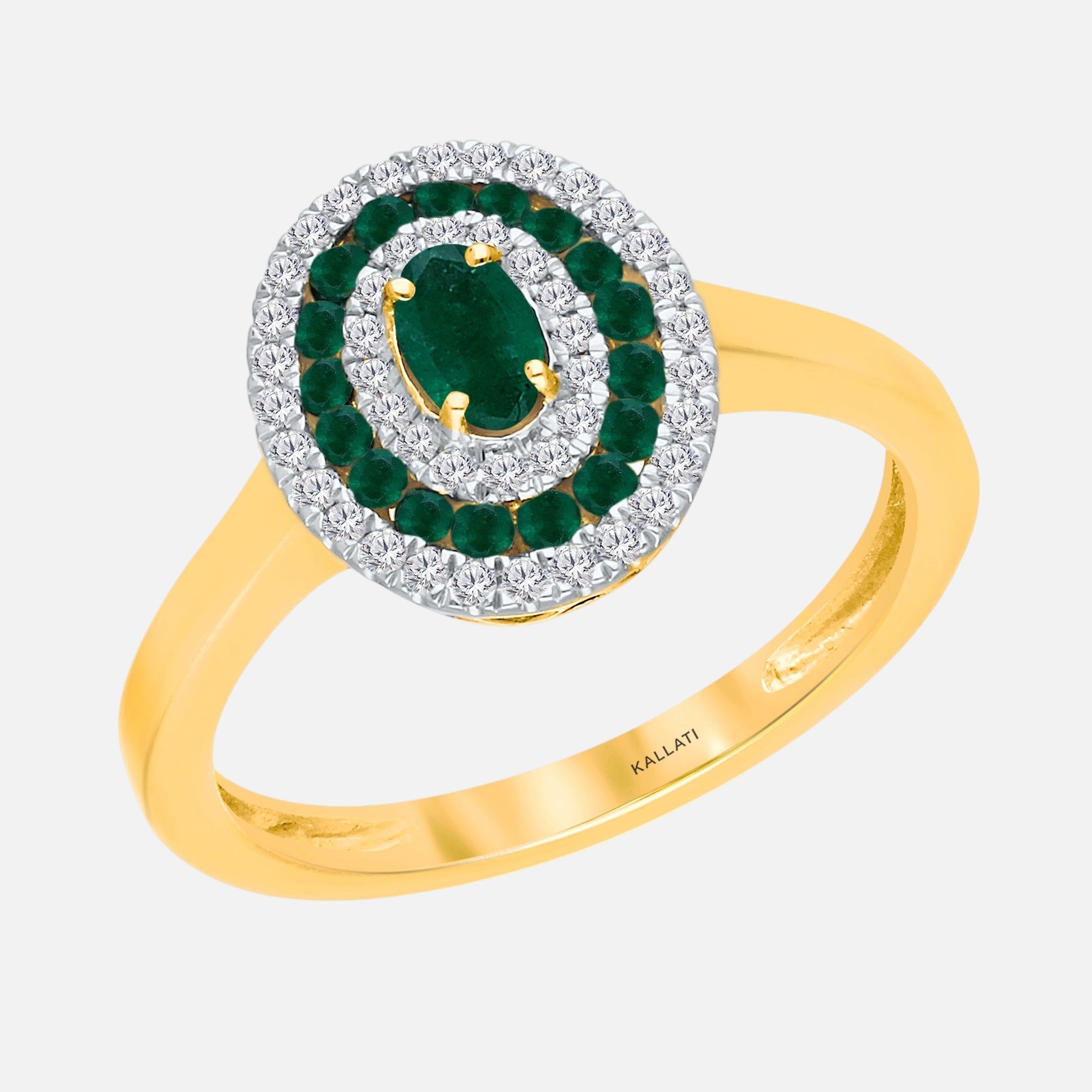 Dual Halo Emerald & Diamond Ring Emerald