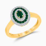 Dual Halo Emerald & Diamond Ring