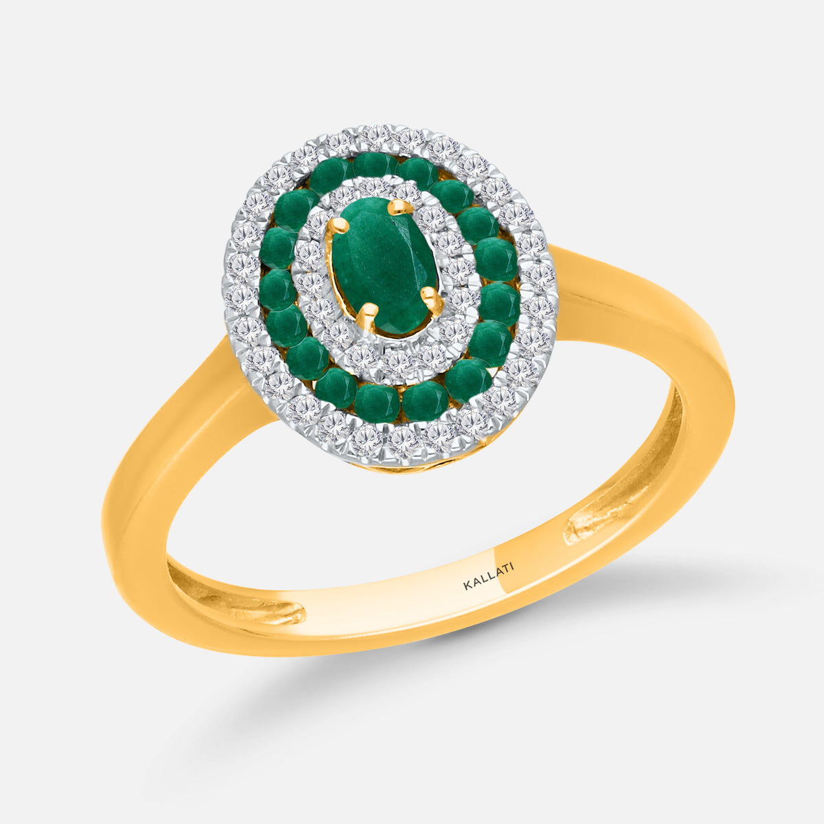 Dual Halo Emerald & Diamond Ring Emerald