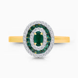 Dual Halo Emerald & Diamond Ring