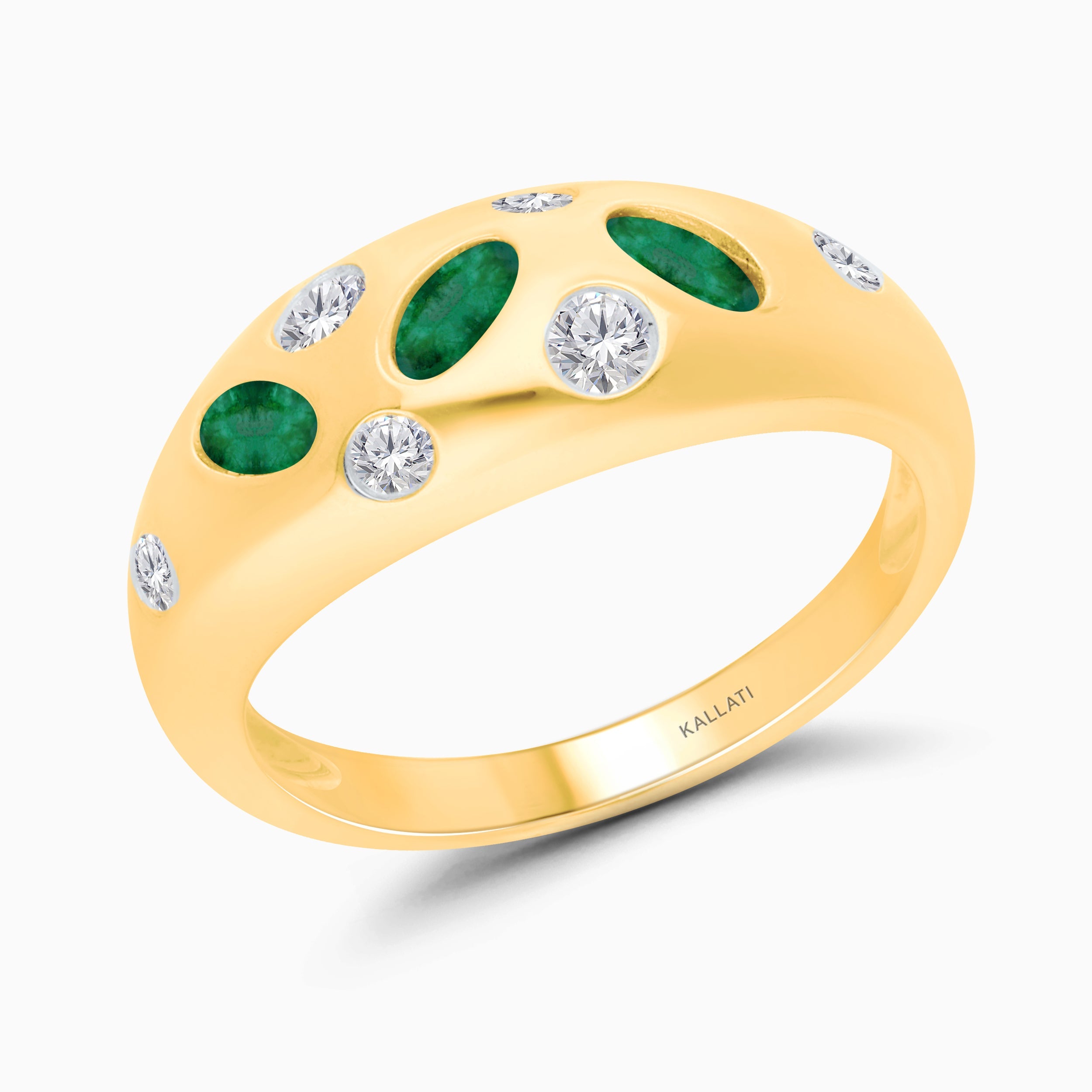 Scattered Emerald and Diamond Band Emerald