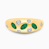 Scattered Emerald and Diamond Band Emerald
