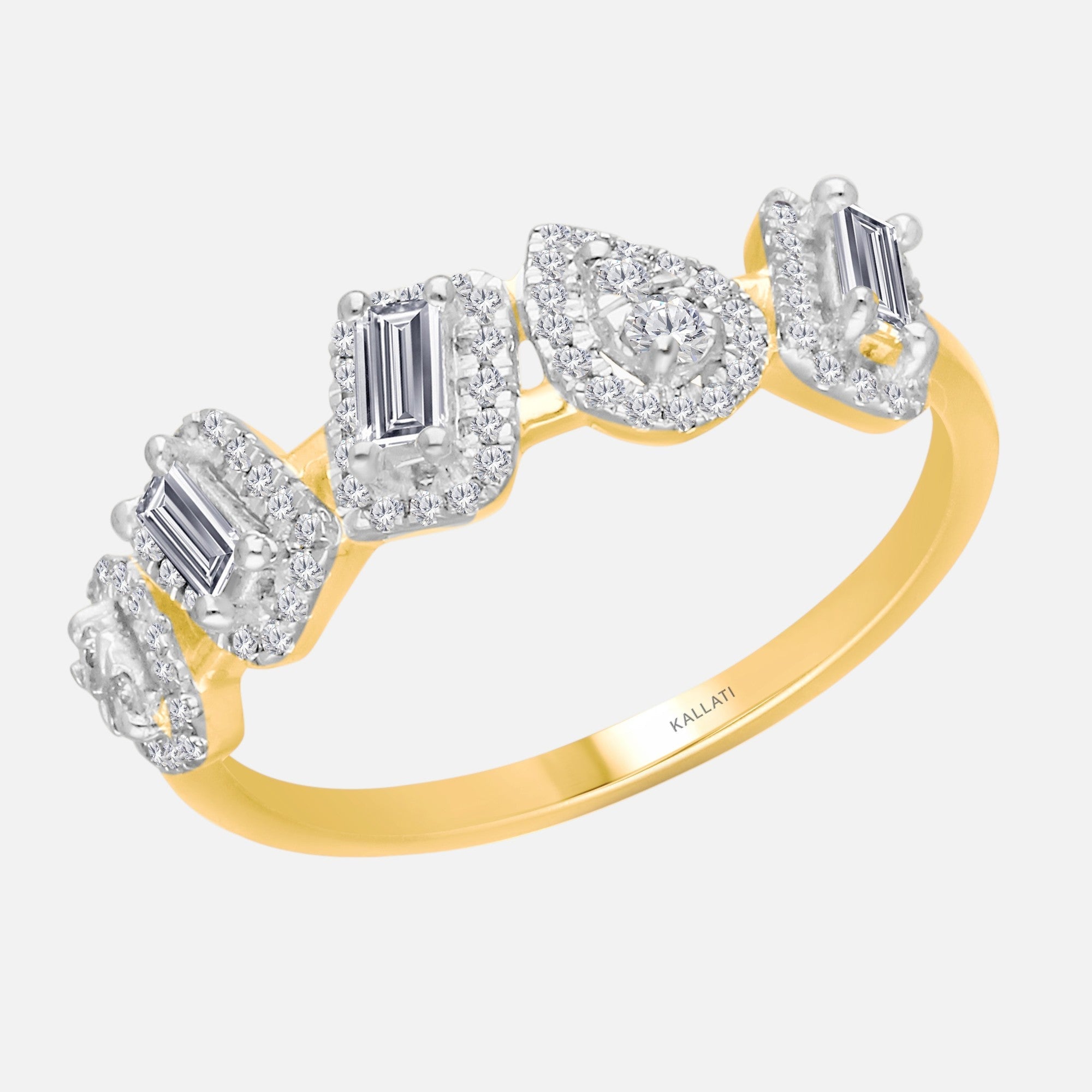 Multi Shape White Diamond Ring BOLD GOLD