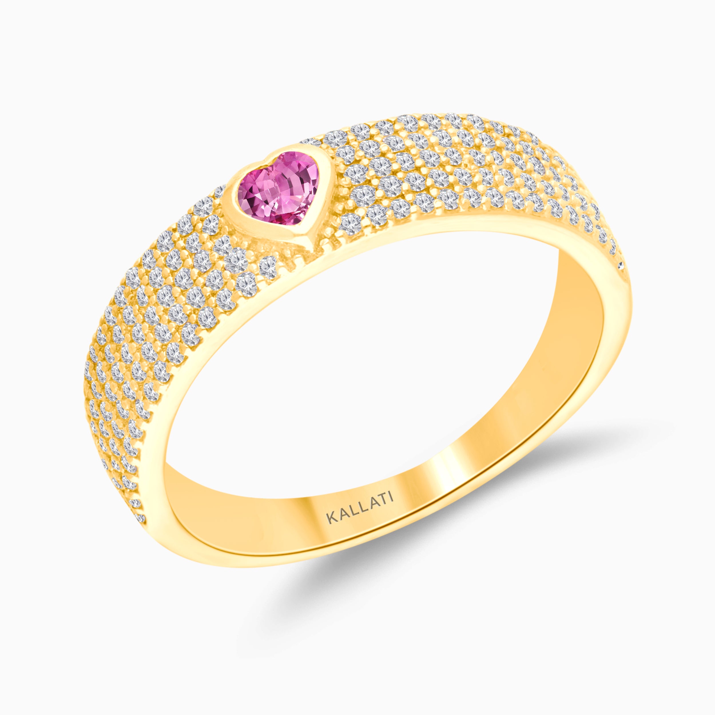 Pink Sapphire Diamond Heart Ring