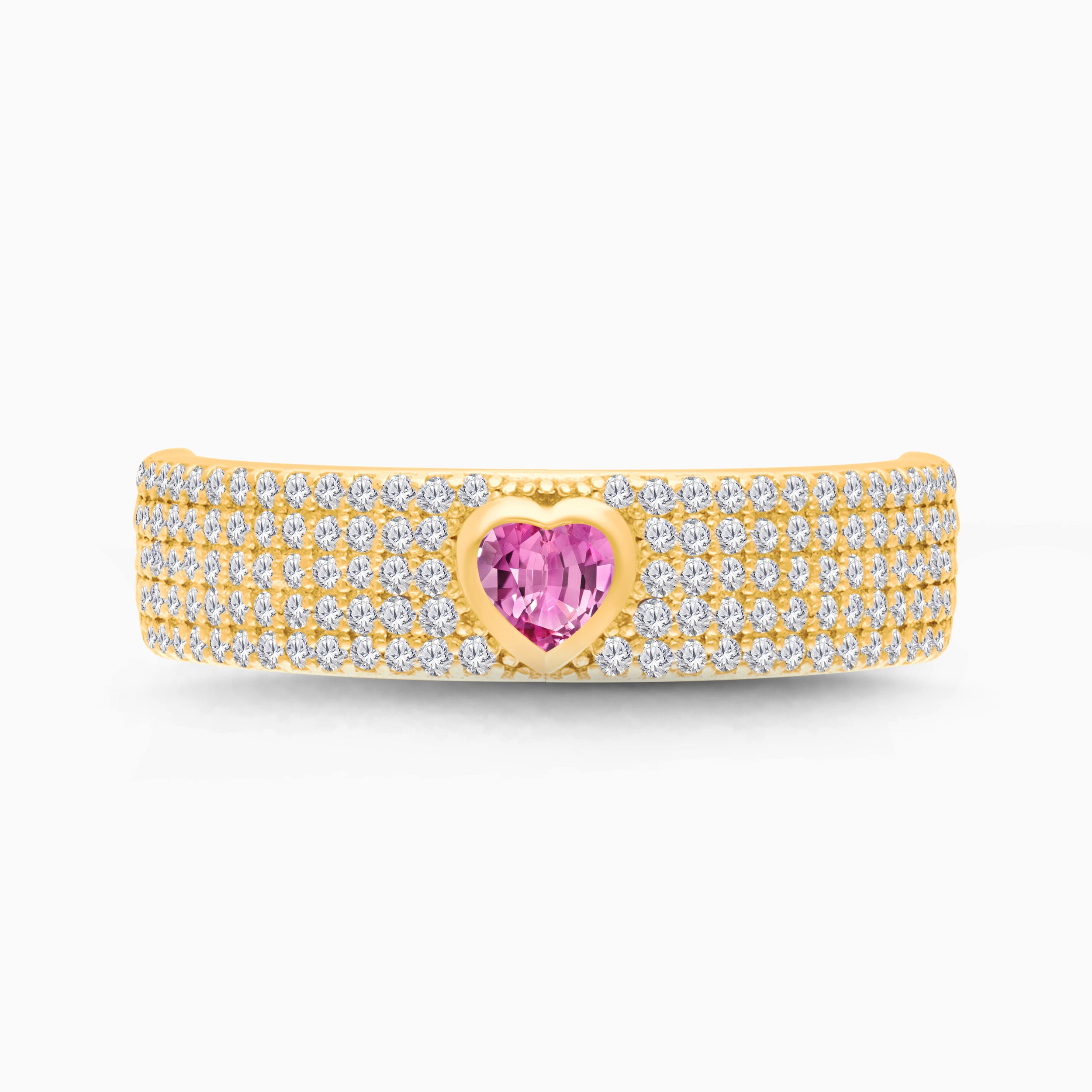 Pink Sapphire Diamond Heart Ring
