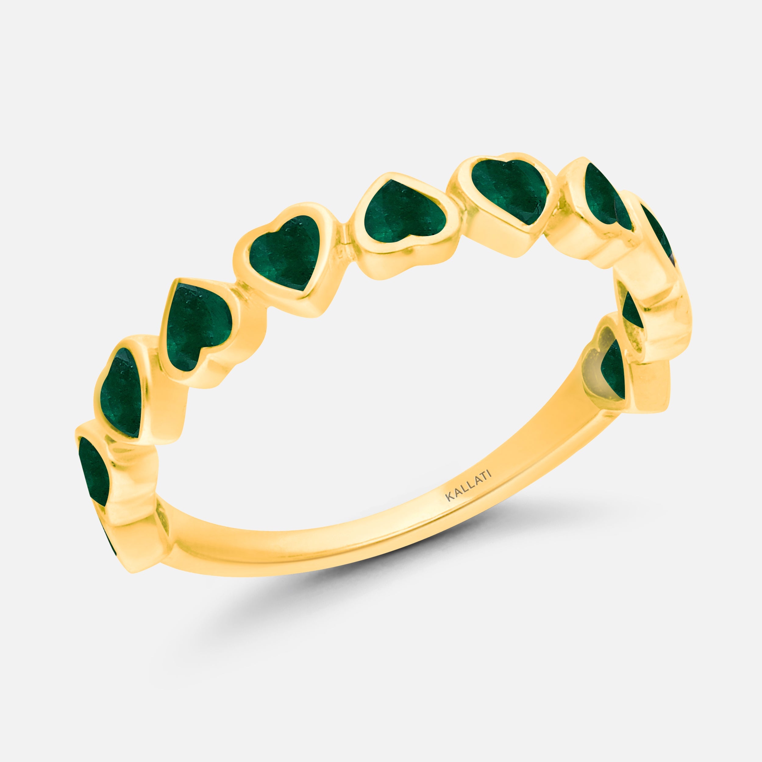 Up and Down Emerald Heart Ring hearts
