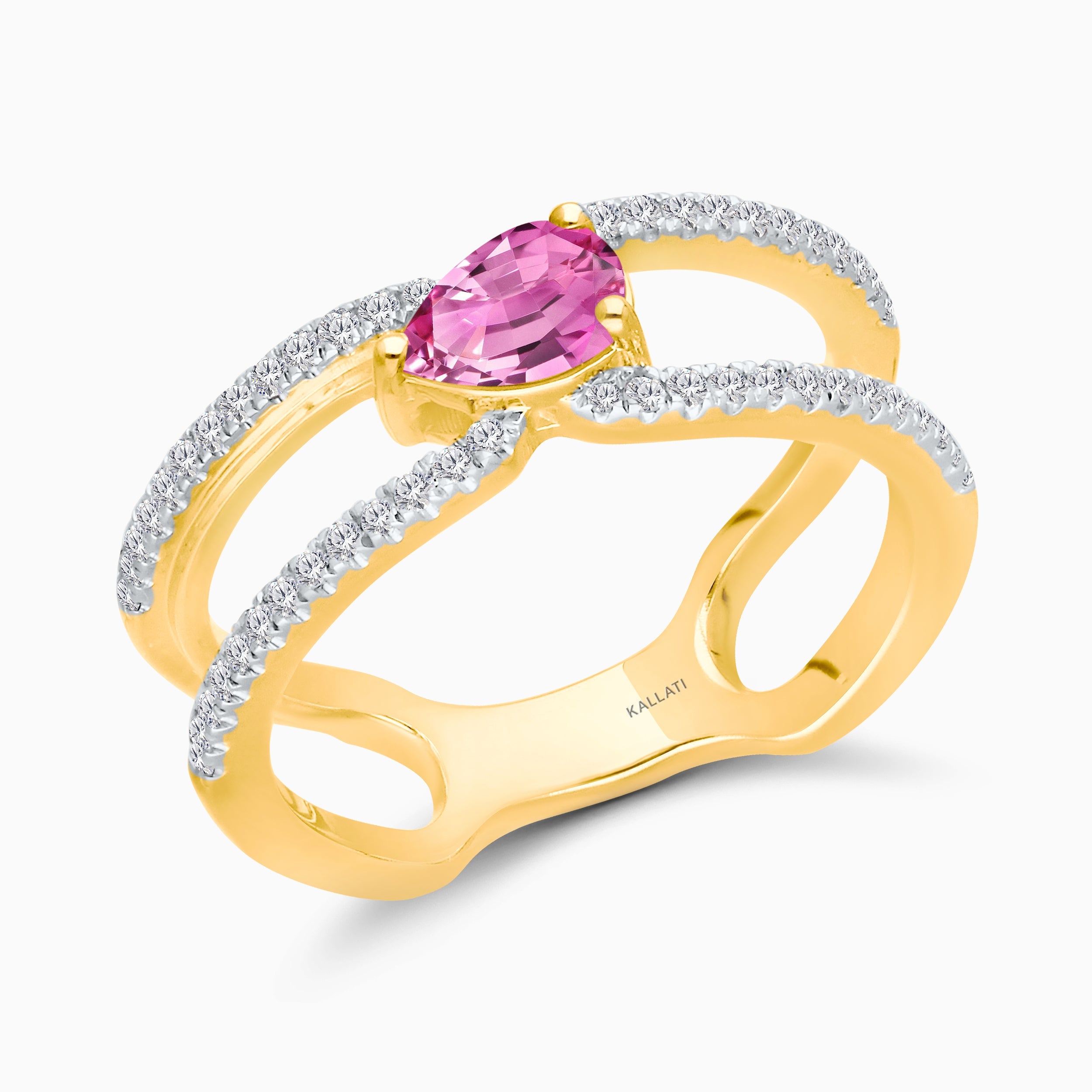 Split Shank Pear Pink Sapphire Band