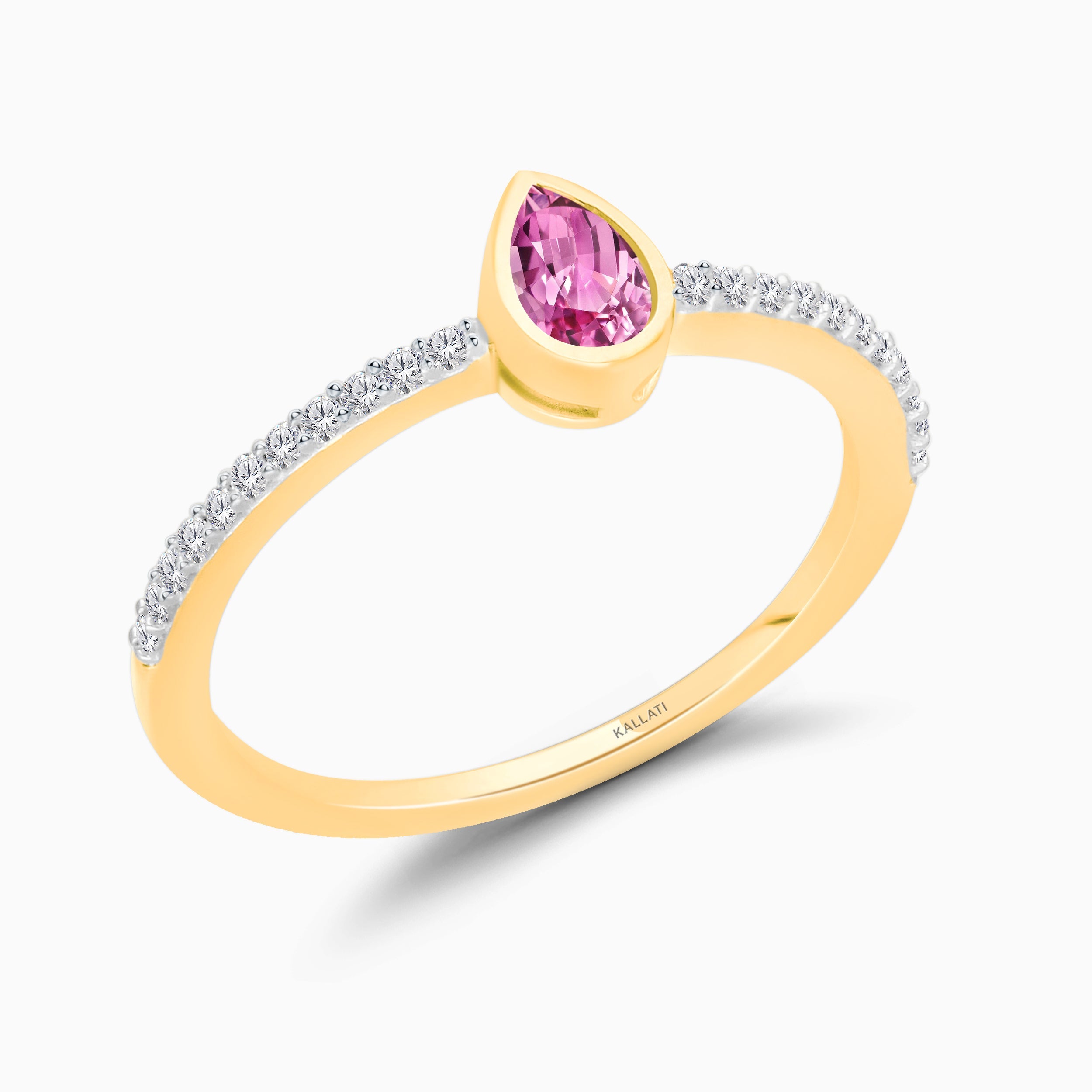 Pear Pink Sapphire Diamond Ring