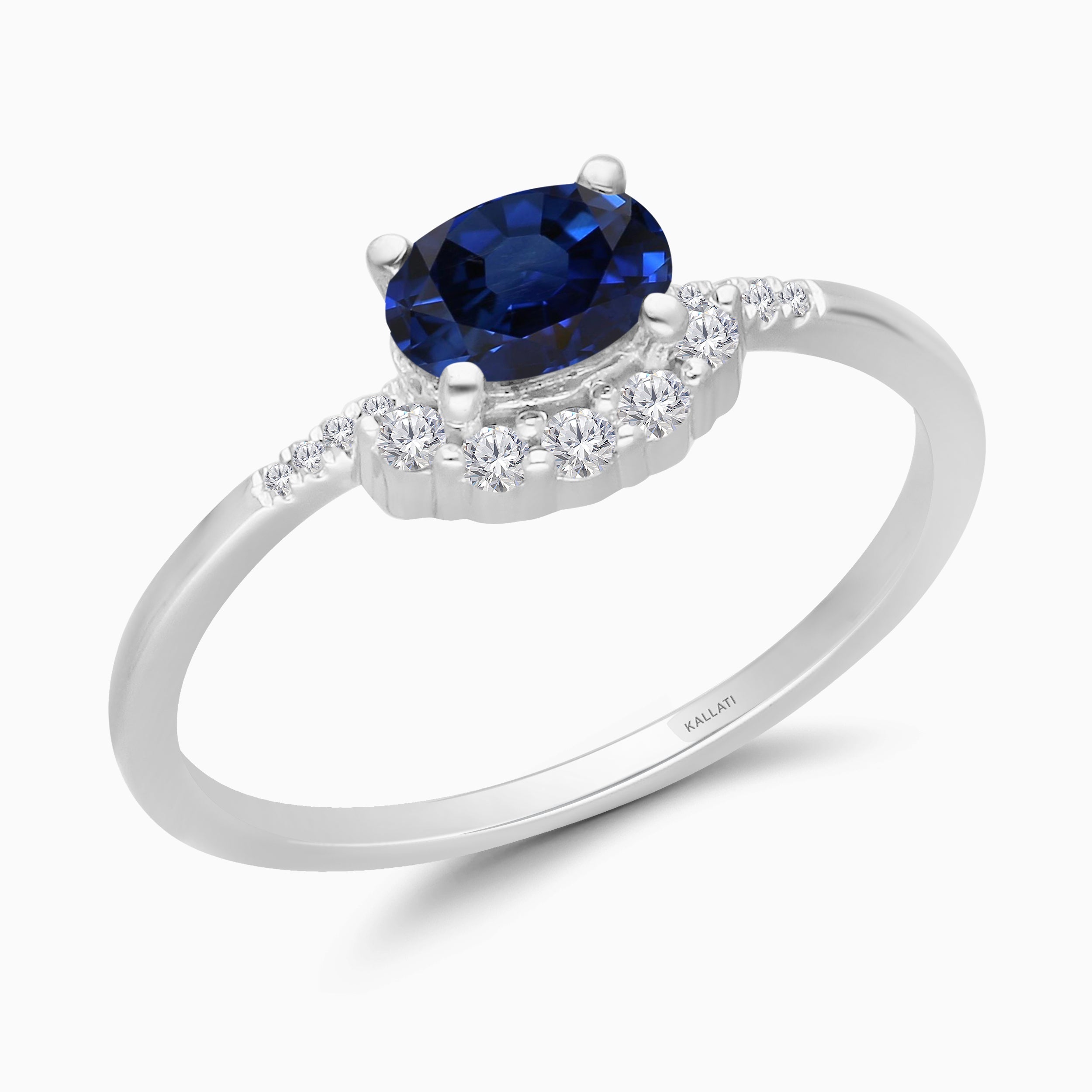 Crown of Diamonds Blue Sapphire Ring