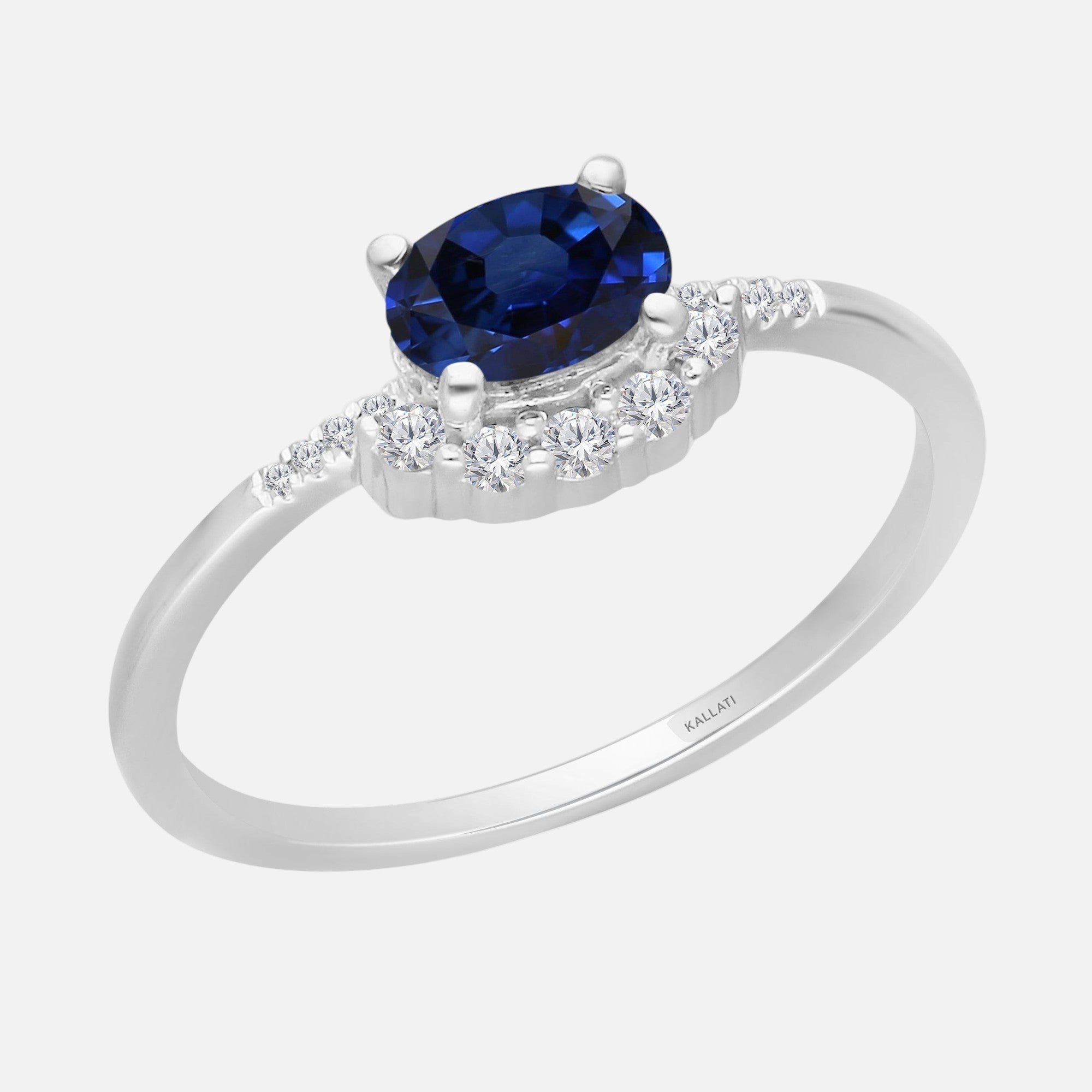 Crown of Diamonds Blue Sapphire Ring Blue Sapphire