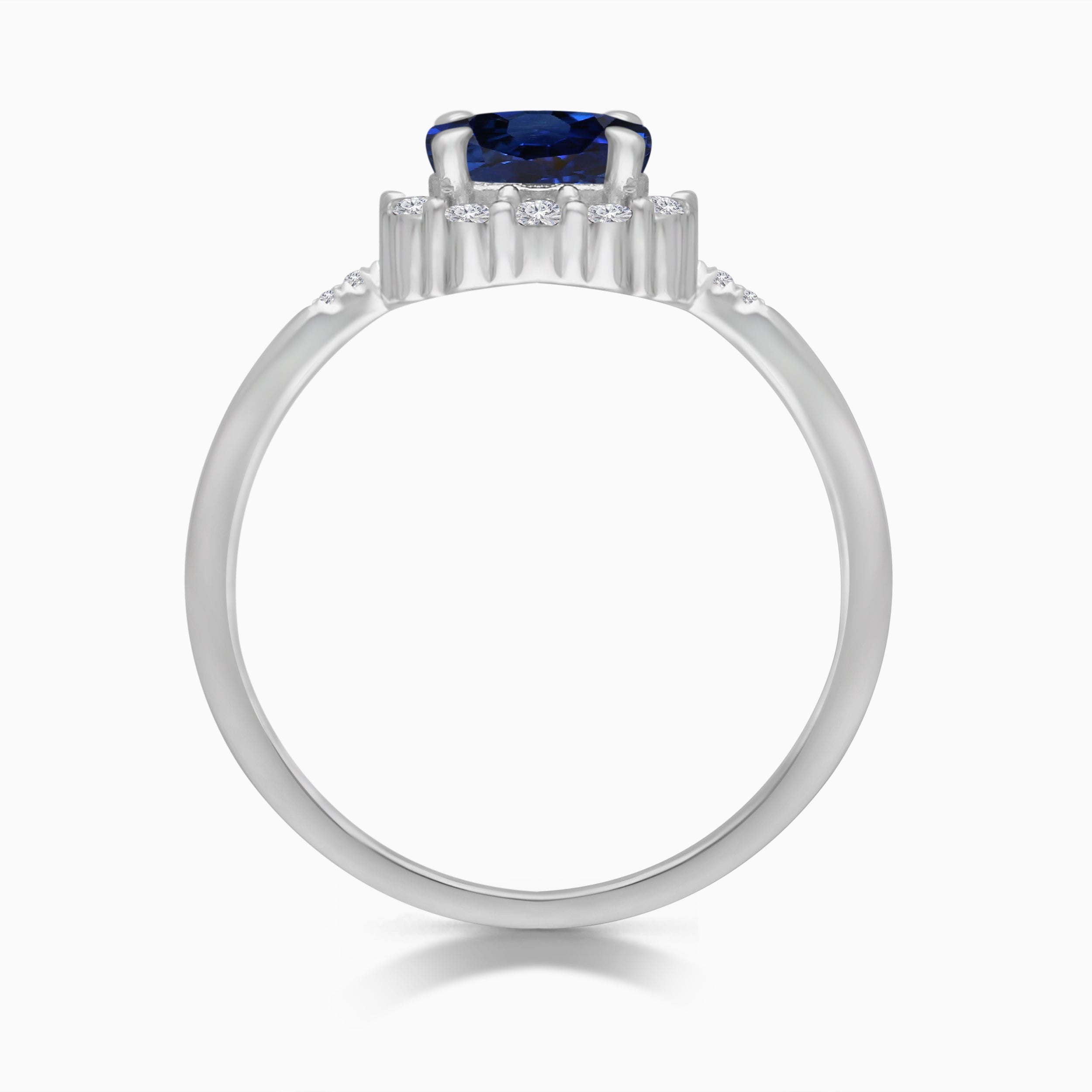 Crown of Diamonds Blue Sapphire Ring