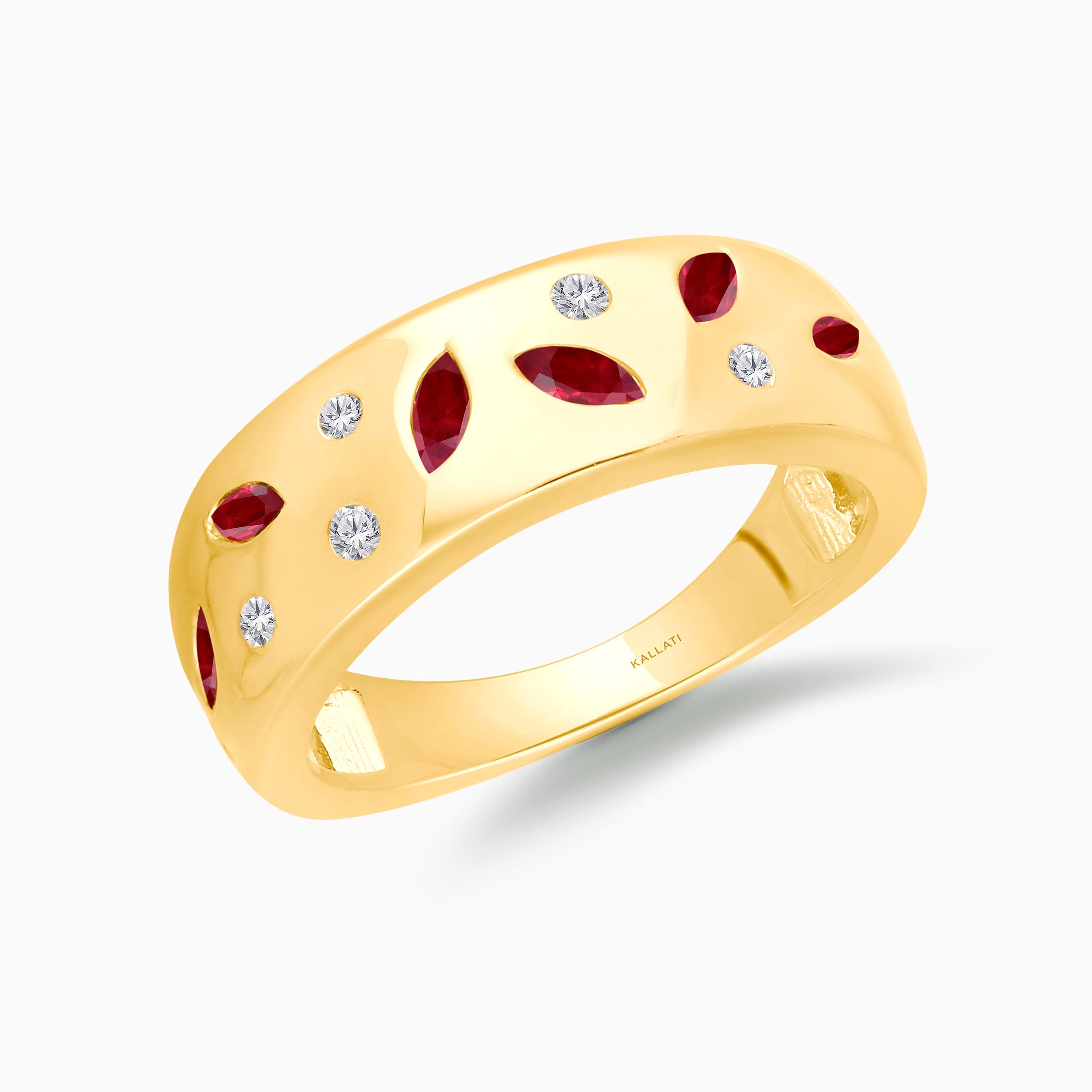 Marquise & Round Ruby & Diamond Band