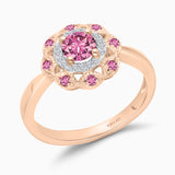 Rose Gold Pink Sapphire Halo Ring