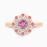 Rose Gold Pink Sapphire Halo Ring