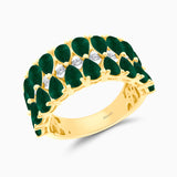 Multi Interlocked Emerald and Diamond Band