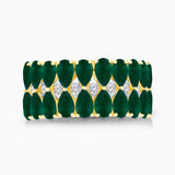 Multi Interlocked Emerald and Diamond Band