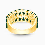 Multi Interlocked Emerald and Diamond Band