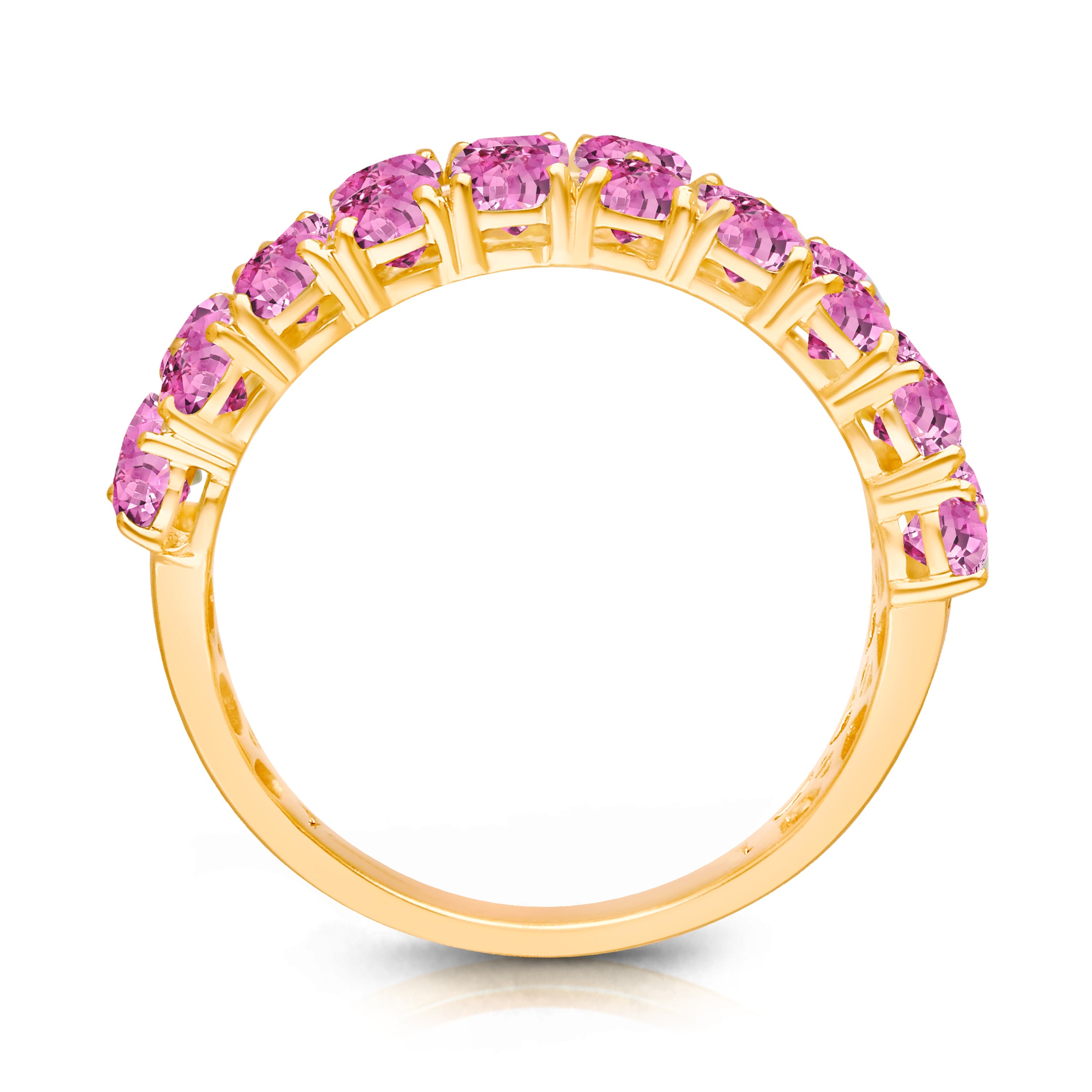 Inverse Teardrop Pink Sapphire and Diamond Band Pink Sapphire