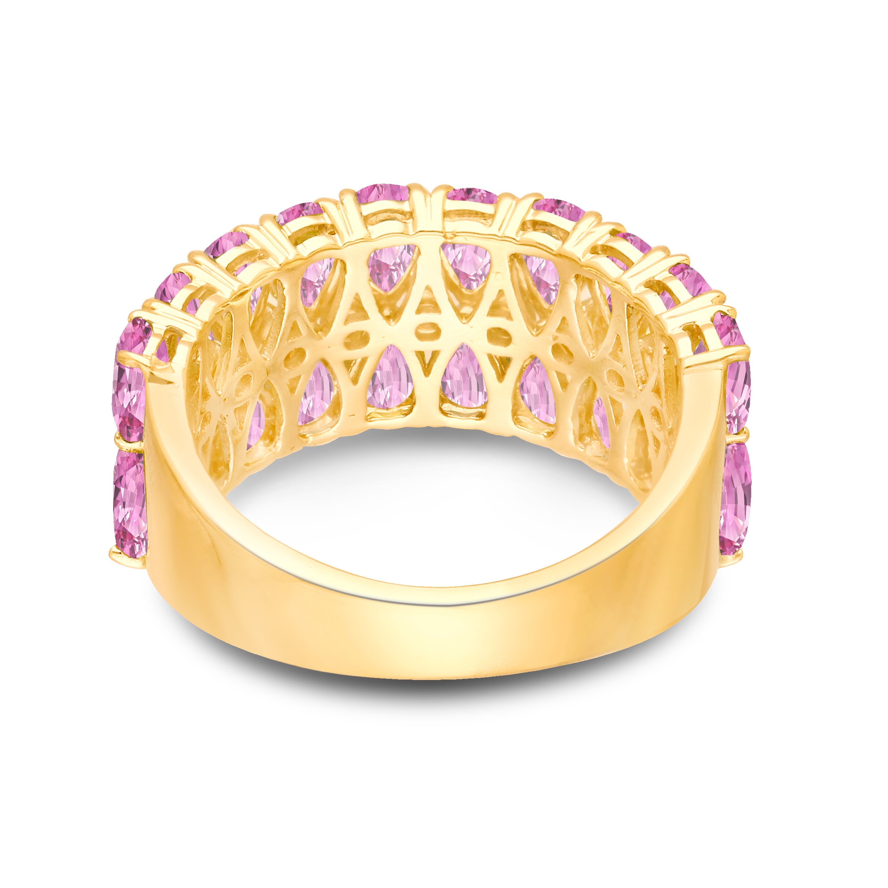 Inverse Teardrop Pink Sapphire and Diamond Band Pink Sapphire