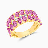 Inverse Teardrop Pink Sapphire and Diamond Band