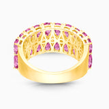 Inverse Teardrop Pink Sapphire and Diamond Band