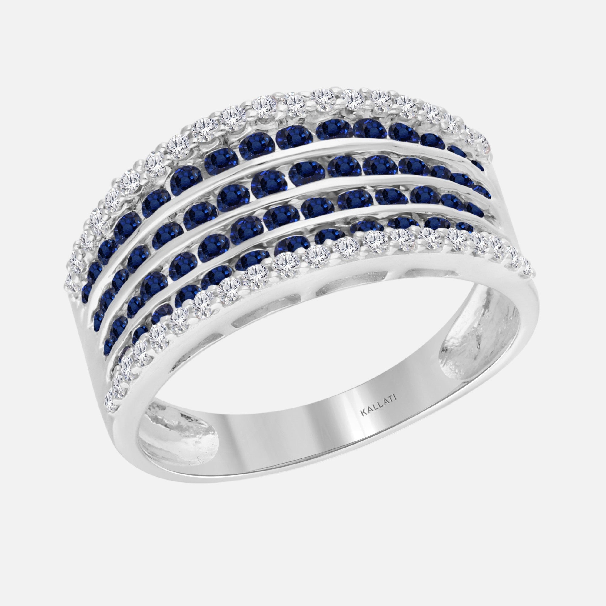 Blue Sapphire & Diamond Trails Band Blue Sapphire