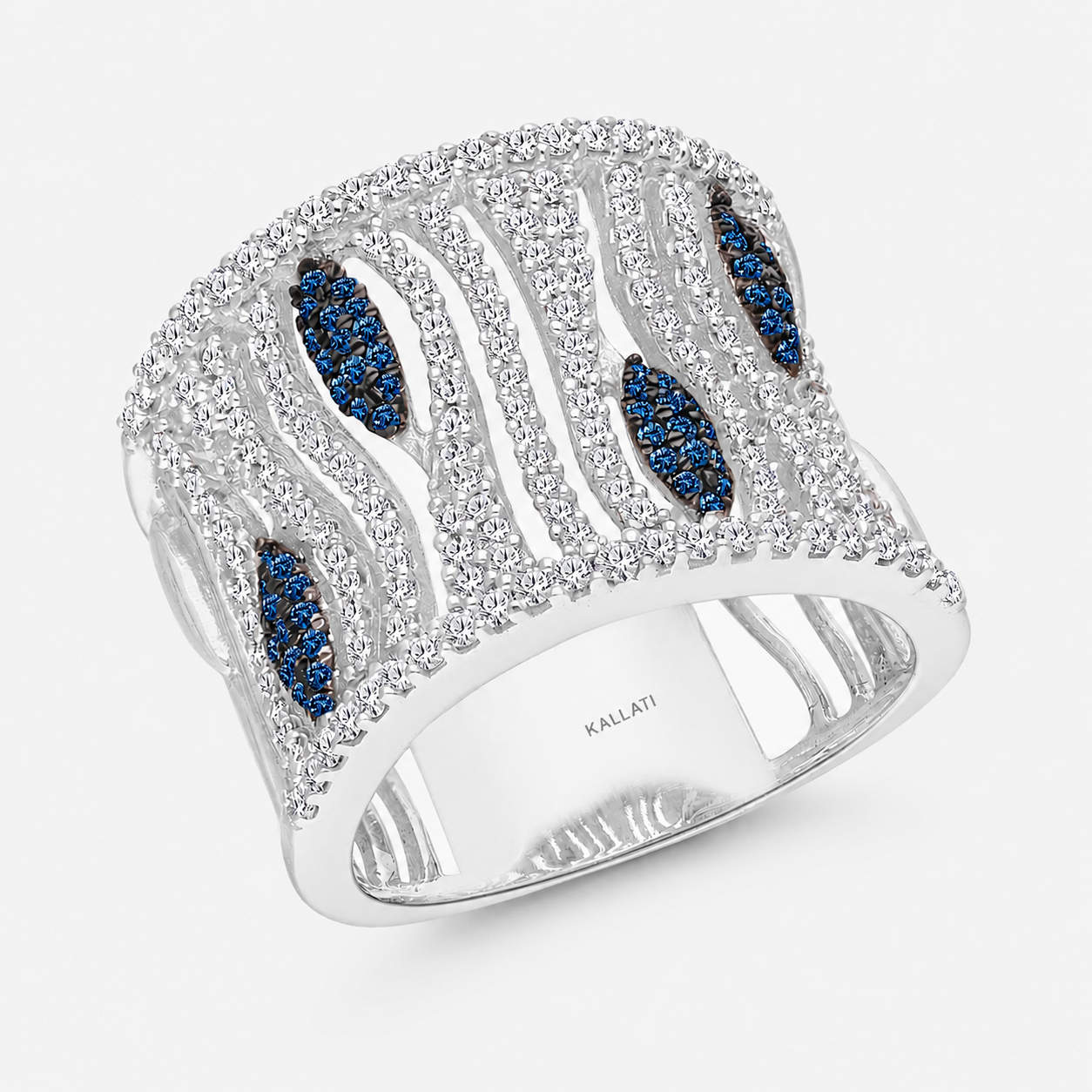 Sculpted Sky Diamond Band blue diamond