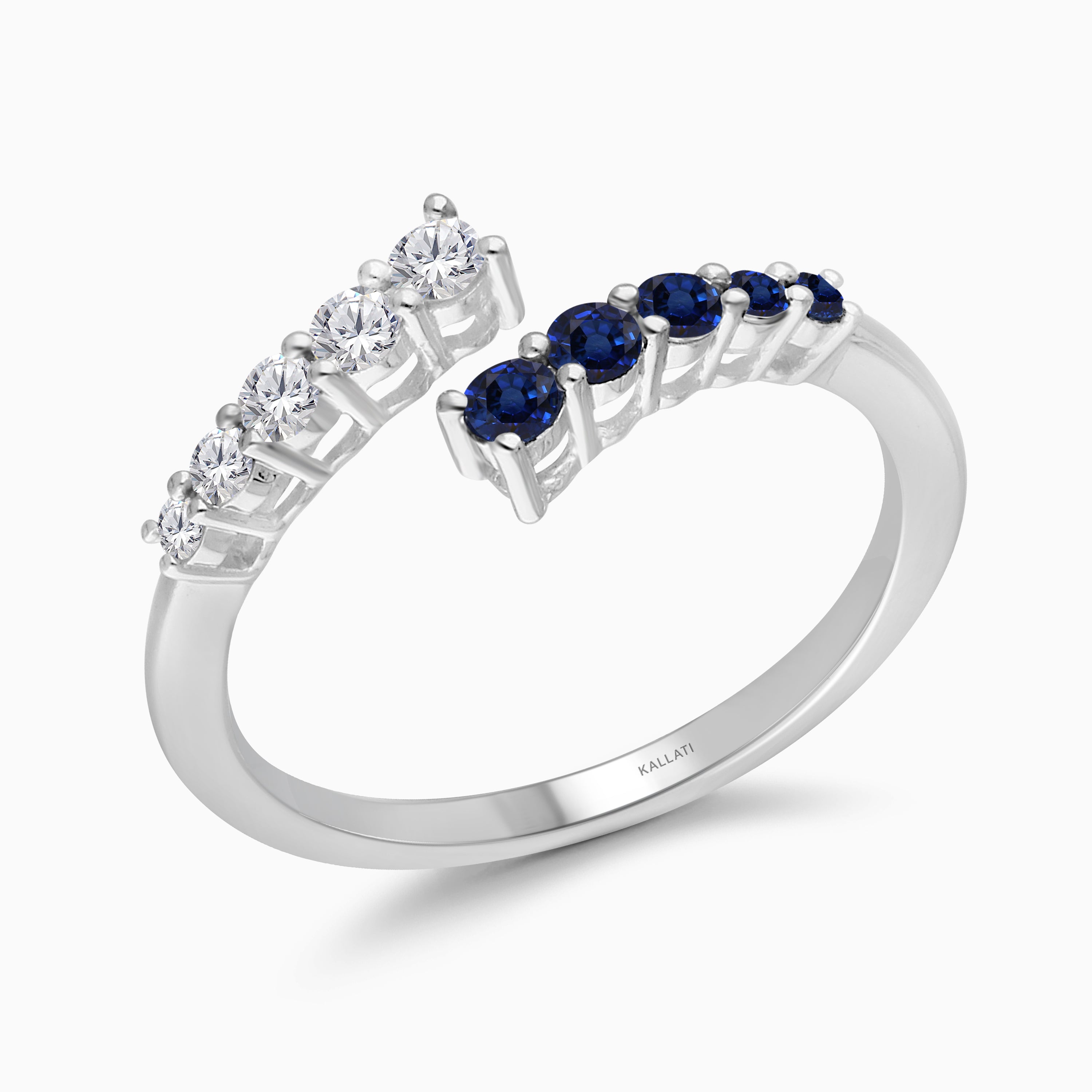 Tidal Wave Diamond & Sapphire Open Ring