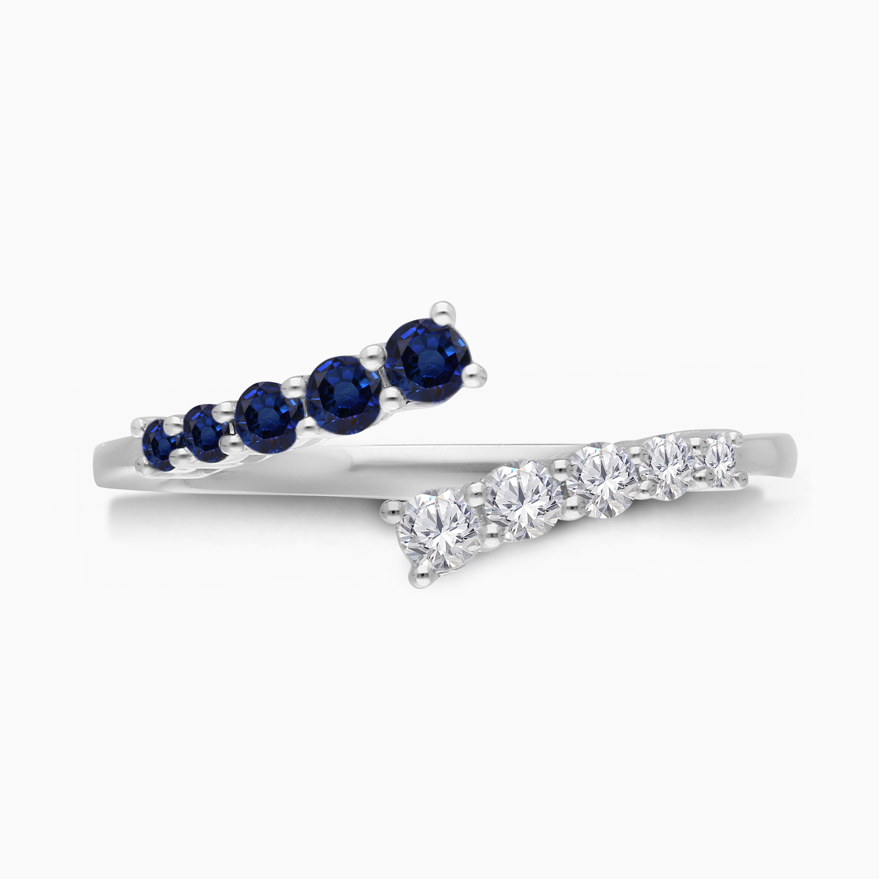Tidal Wave Diamond & Sapphire Open Ring