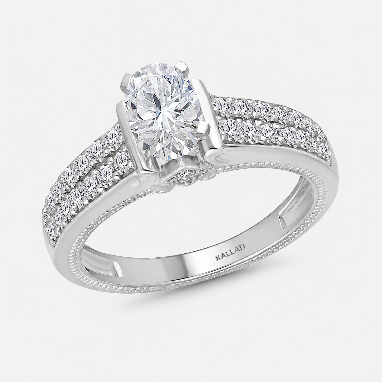 Double Diamond Engagement Ring White Diamond